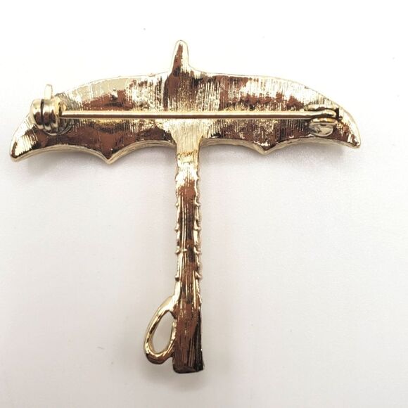 🟢3/$19🟢 2 x Gold Umbrella Brooches Pin Settings Blanks New Old Stock - Picture 3 of 8